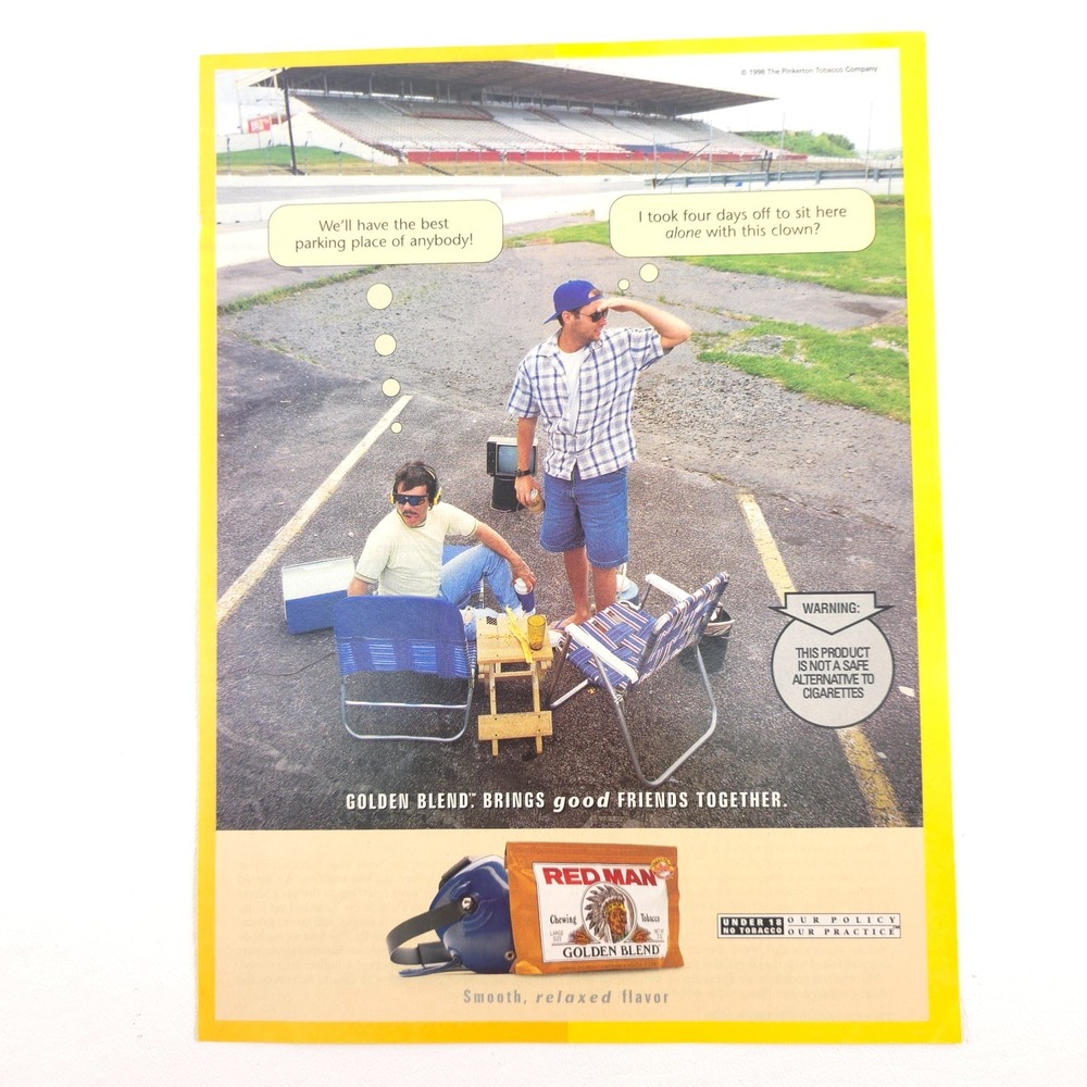 Red Man Golden Blend Print Ad 1998 Parking Lot Humor Tobacco Collector Decor